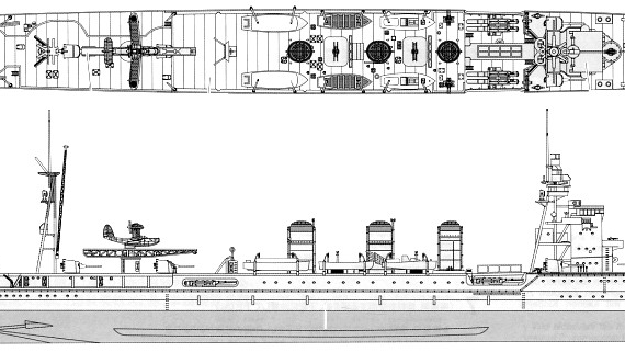 Корабль IJN Nagara [Light Cruiser] (1942) - чертежи, габариты, рисунки